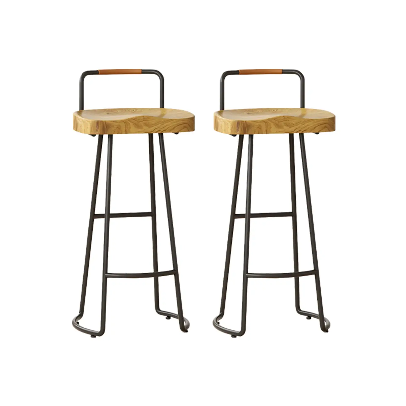 Modern Nordic Solid Wood Bar Stool Set of 2 Image - 15 | homeyfad
