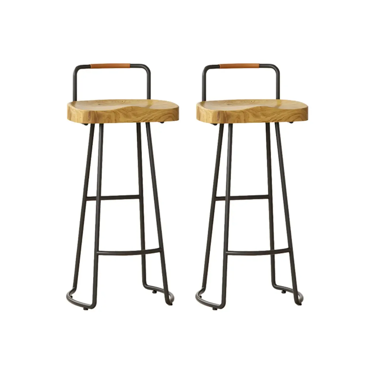 Modern Nordic Solid Wood Bar Stool Set of 2 Image - 15