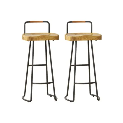 Modern Nordic Solid Wood Bar Stool Set of 2 Image - 15