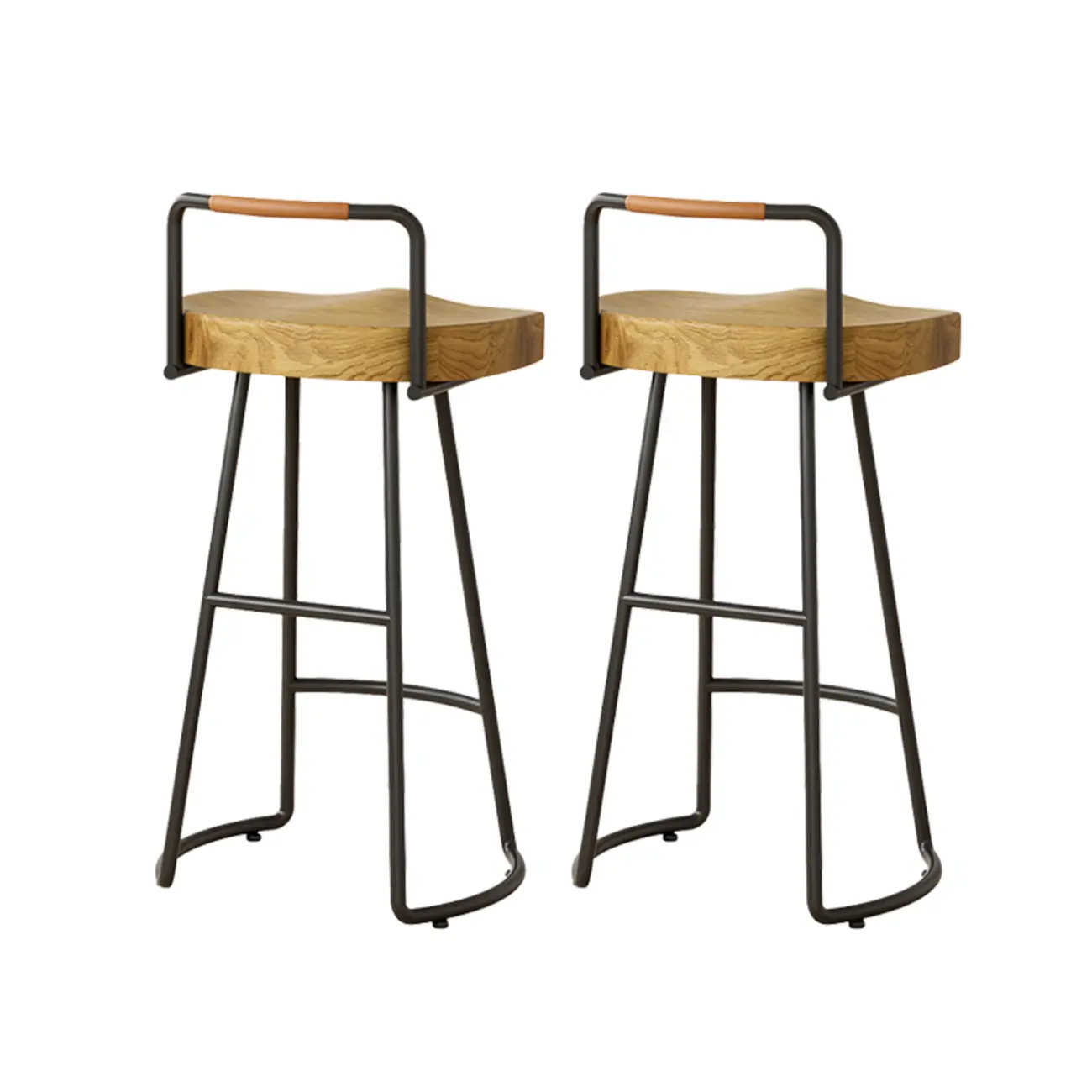 Modern Nordic Solid Wood Bar Stool Set of 2 Image - 16 | homeyfad