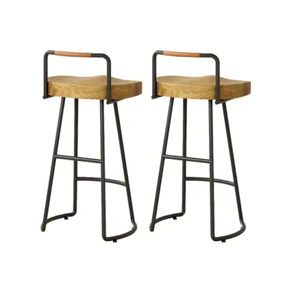 Modern Nordic Solid Wood Bar Stool Set of 2 Image - 16