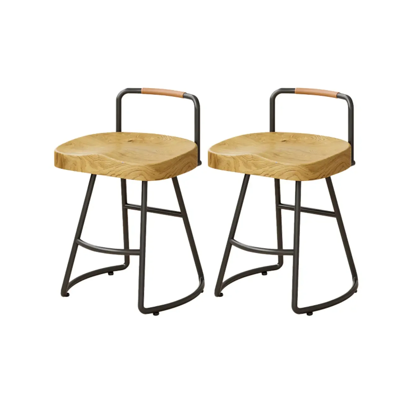 Modern Nordic Solid Wood Bar Stool Set of 2 Image - 17