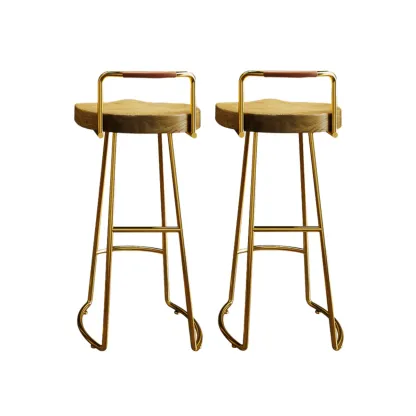 Modern Nordic Solid Wood Bar Stool Set of 2 Image - 20