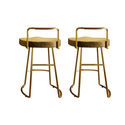 Modern Nordic Solid Wood Bar Stool Set of 2 Image - 18