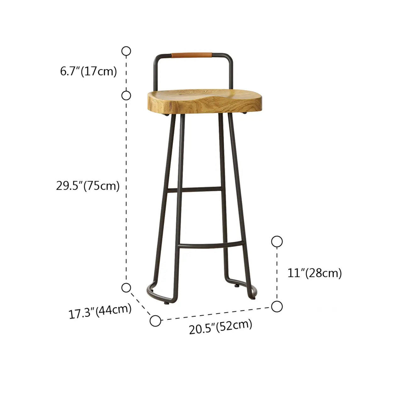 Modern Nordic Solid Wood Bar Stool Set of 2 #size | homeyfad