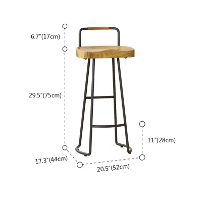 Modern Nordic Solid Wood Bar Stool Set of 2 #size
