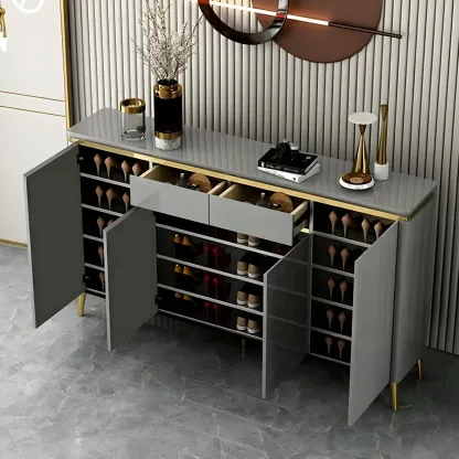 Luxury Grey/White Wooden Entryway Shoe Storage Cabinet Image - 4