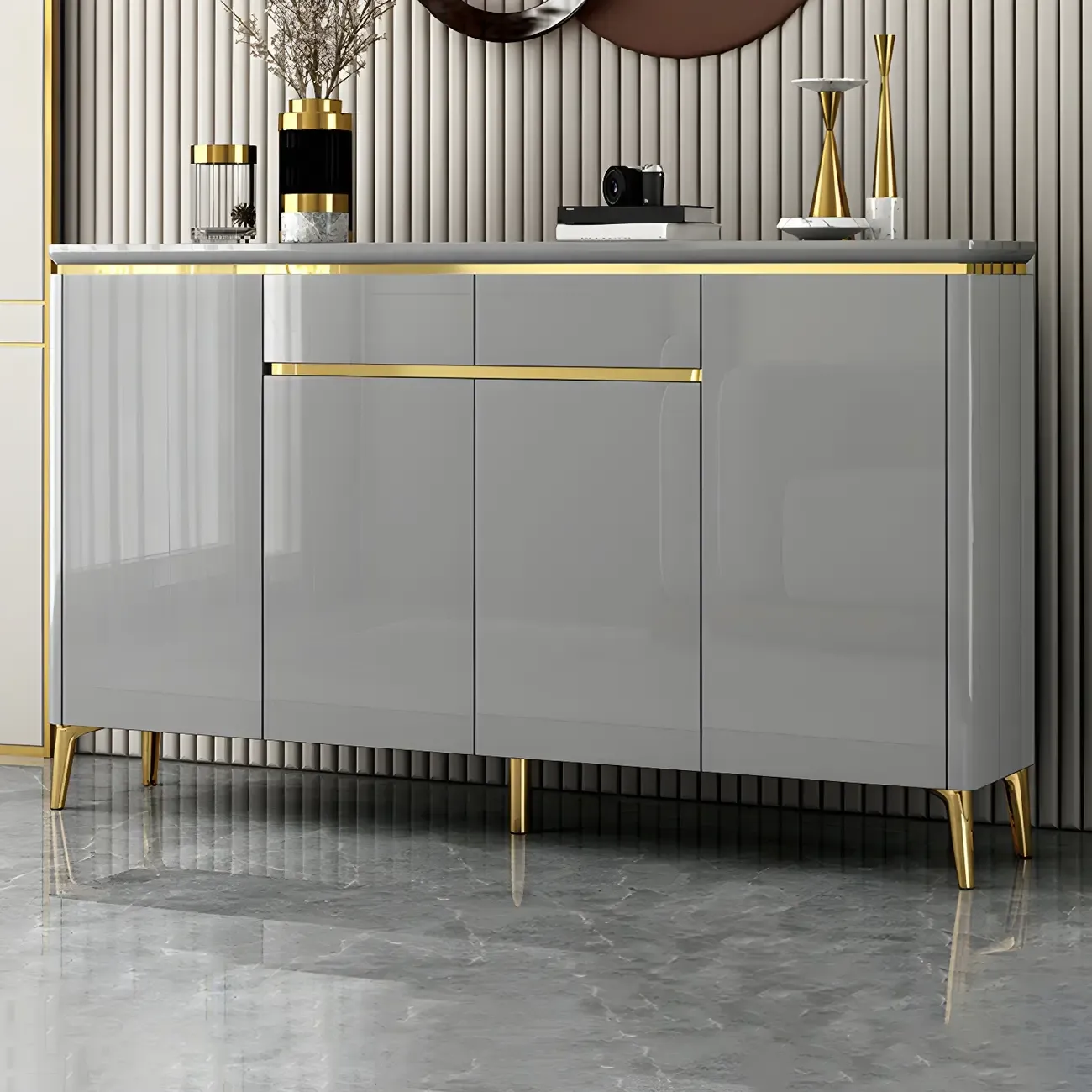 Luxury Grey/White Wooden Entryway Shoe Storage Cabinet Image - 5