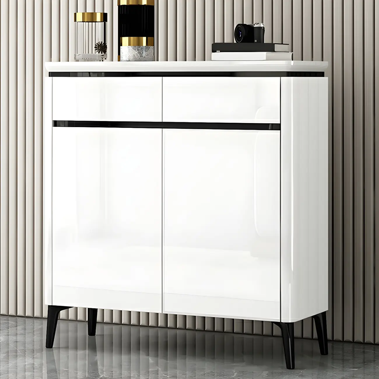 Luxury Grey/White Wooden Entryway Shoe Storage Cabinet Image - 7 | homeyfad