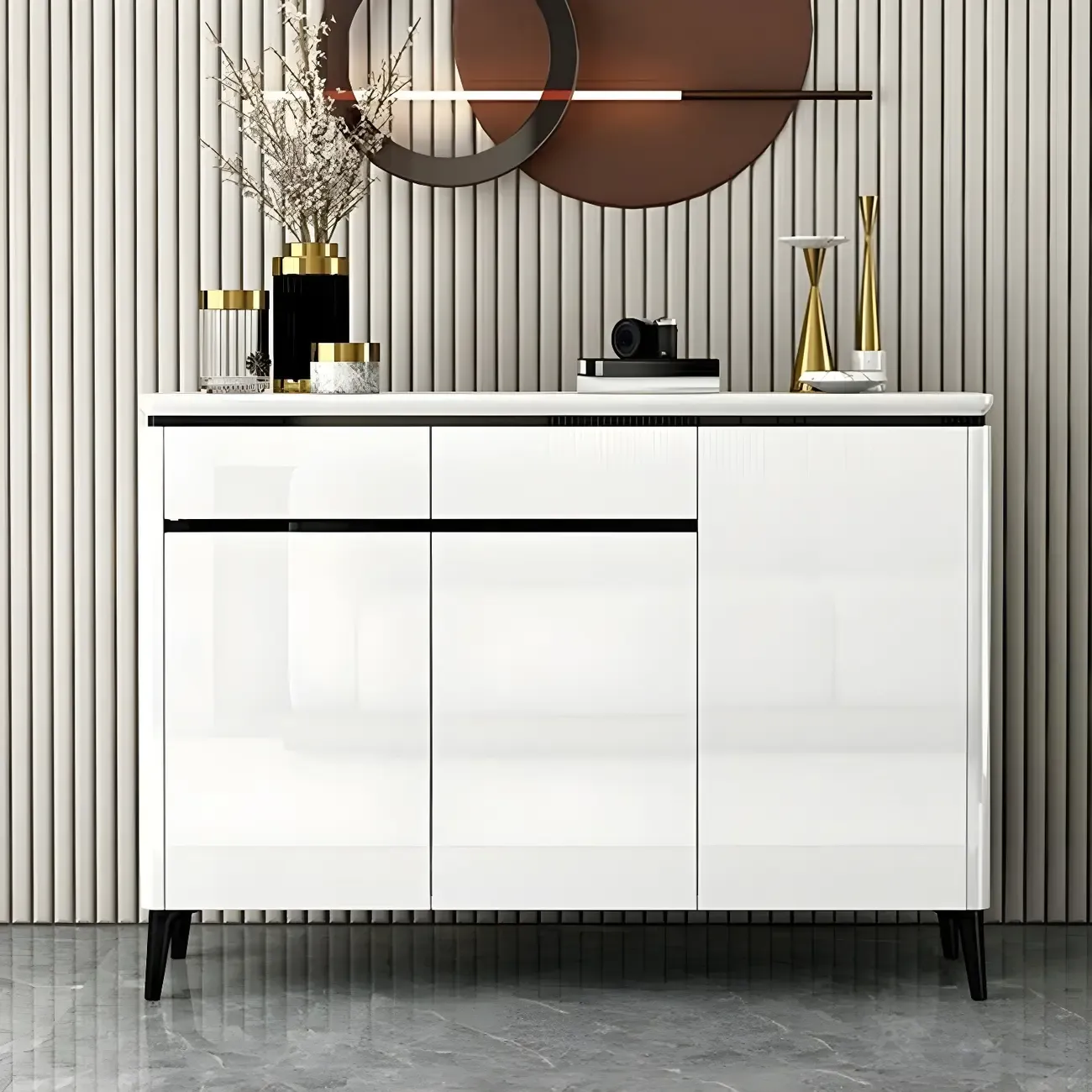 Luxury Grey/White Wooden Entryway Shoe Storage Cabinet Image - 8