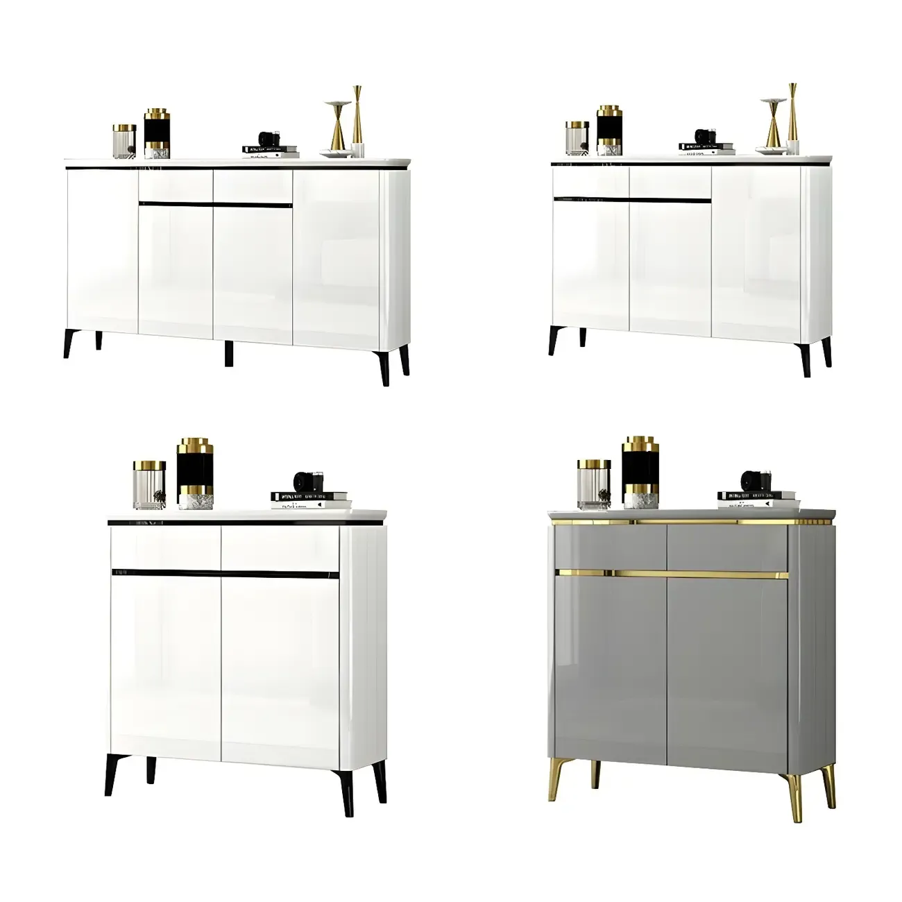 Luxury Grey/White Wooden Entryway Shoe Storage Cabinet Image - 10