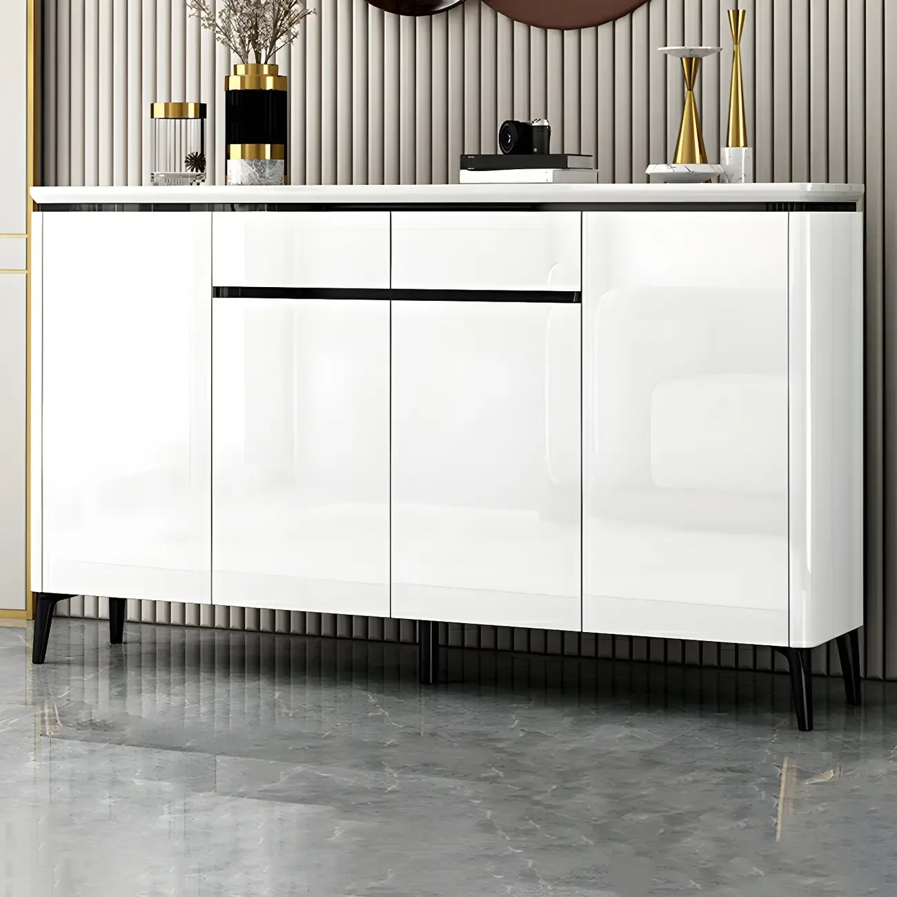 Luxury Grey/White Wooden Entryway Shoe Storage Cabinet Image - 11