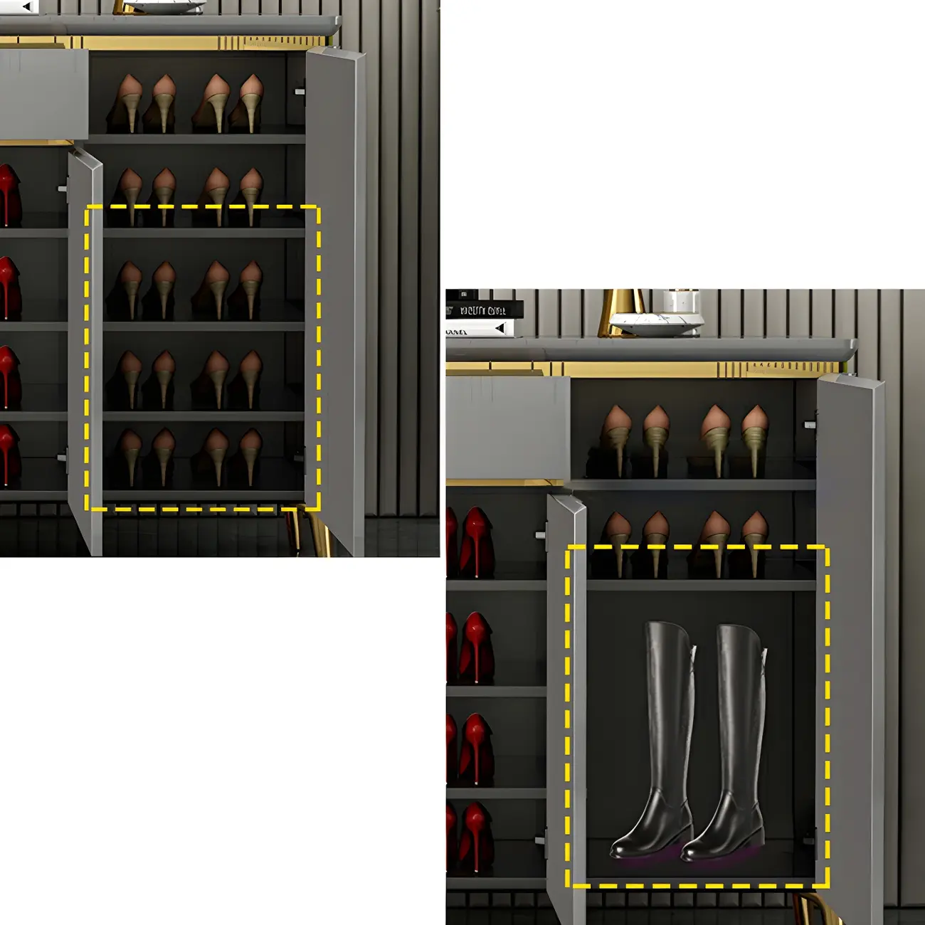 Luxury Grey/White Wooden Entryway Shoe Storage Cabinet Image - 13 | homeyfad