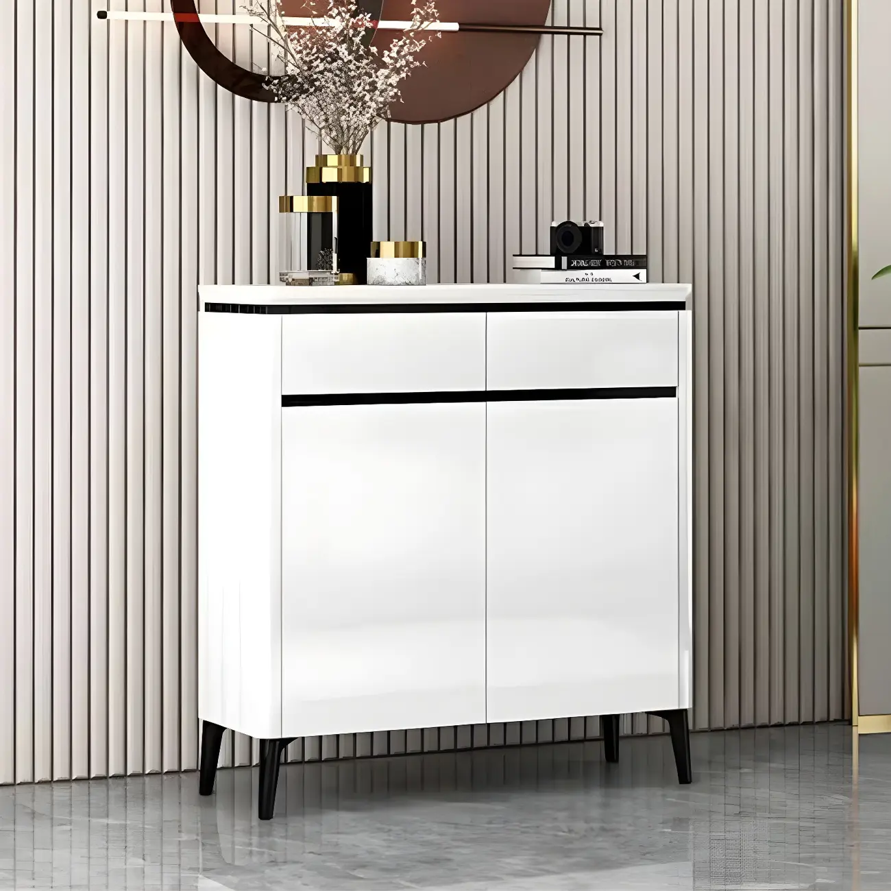 Luxury Grey/White Wooden Entryway Shoe Storage Cabinet Image - 16 | homeyfad