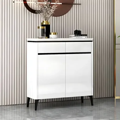 Luxury Grey/White Wooden Entryway Shoe Storage Cabinet Image - 16