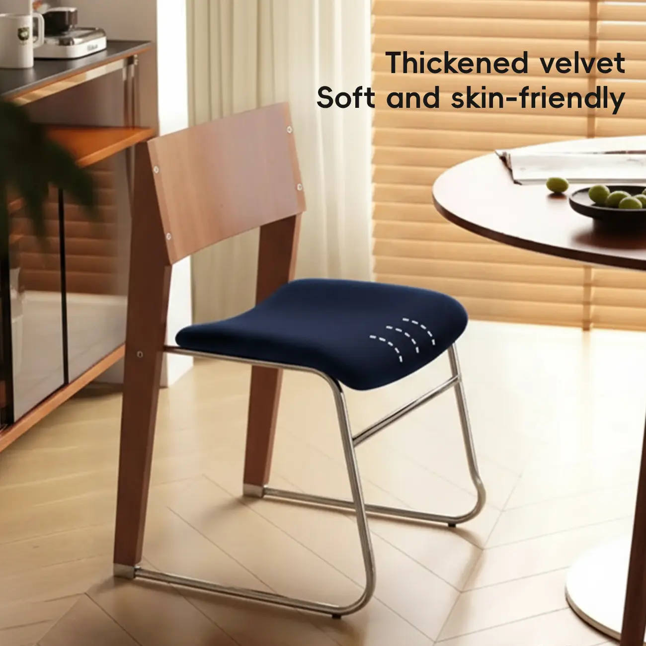 Modern Wood Velvet Open Back Armless Dining Chair Set of 2 Image - 5 | homeyfad