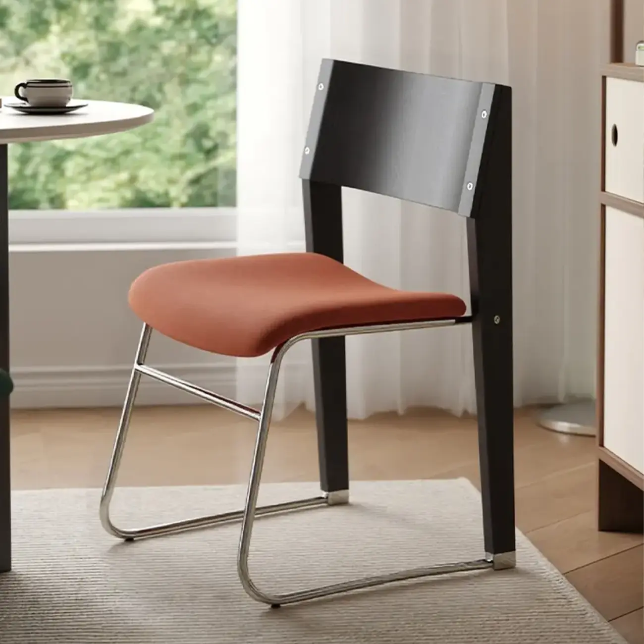 Modern Wood Velvet Open Back Armless Dining Chair Set of 2 Image - 6 | homeyfad