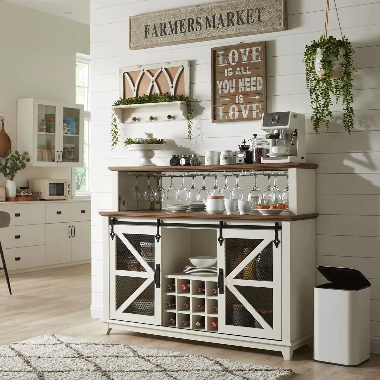 Traditional American Wooden Wine Bar Storage Cabinet Image - 4 | homeyfad