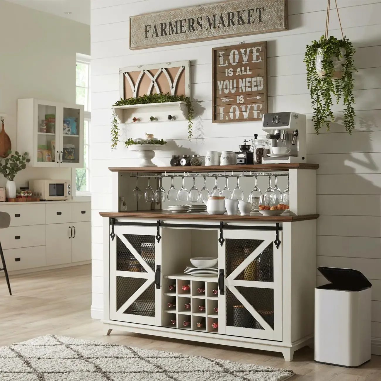 Traditional American Wooden Wine Bar Storage Cabinet Image - 4