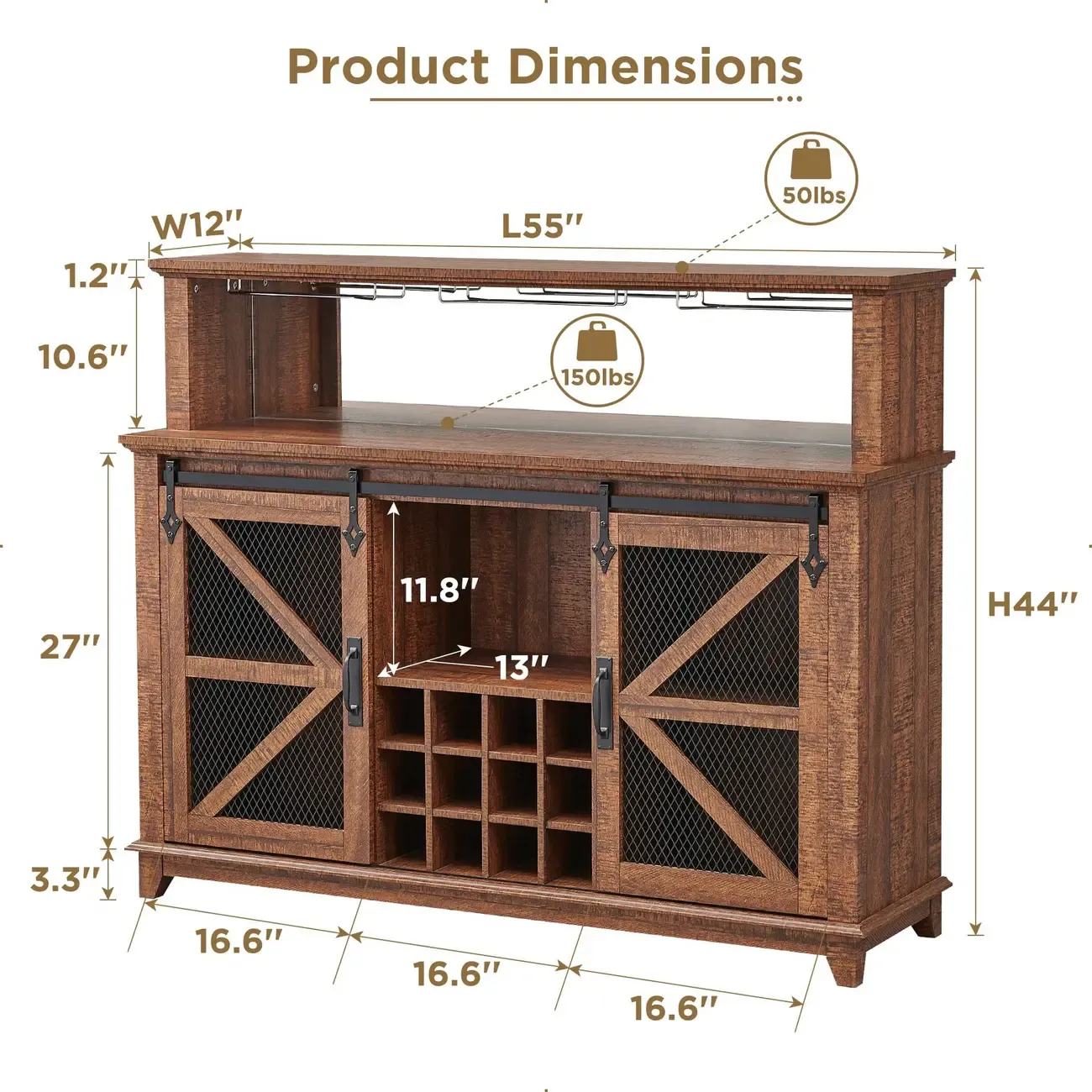Traditional American Wooden Wine Bar Storage Cabinet #size