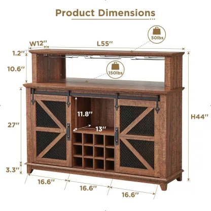 Traditional American Wooden Wine Bar Storage Cabinet #size