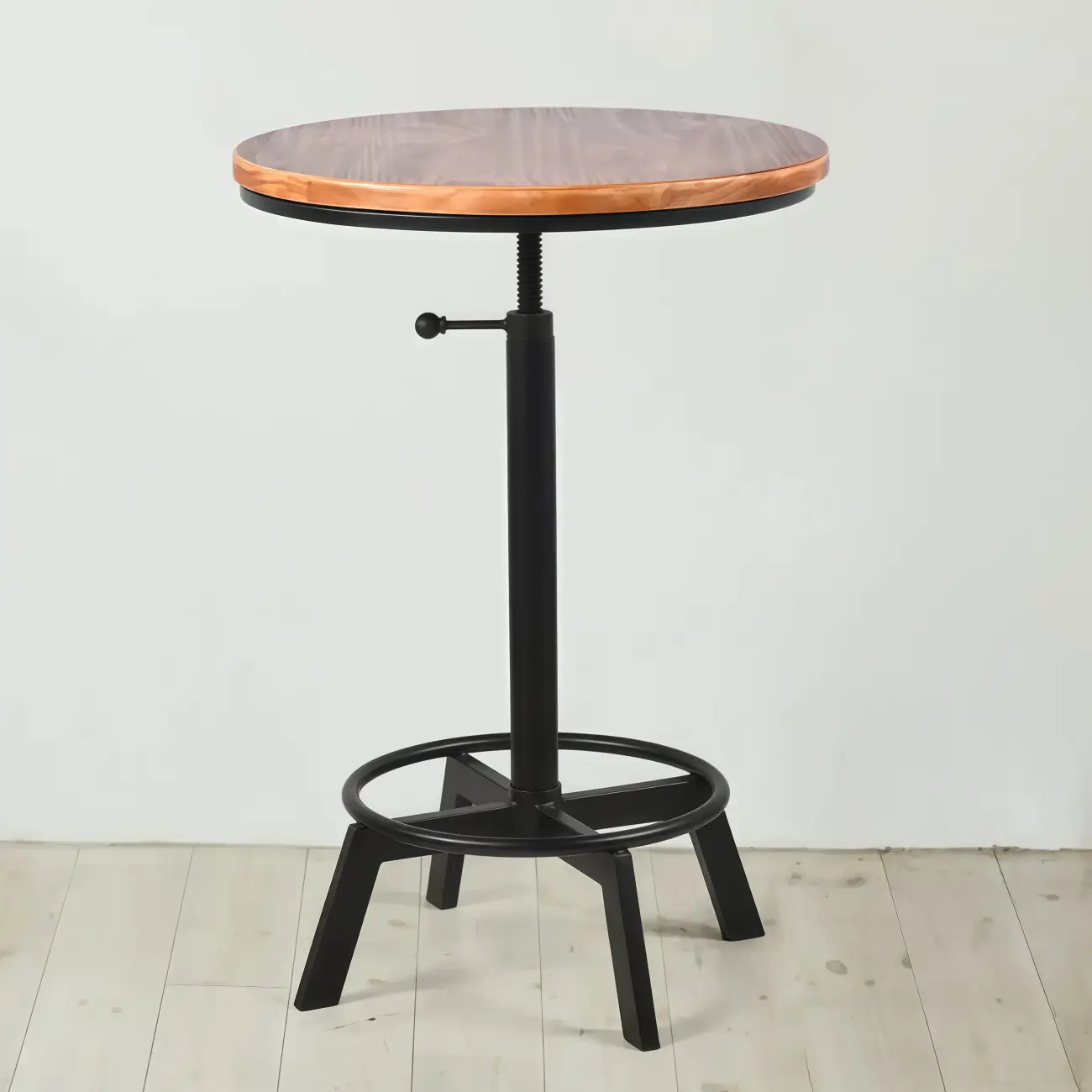 Retro Industrial Circular Adjustable Bar Table Image - 3 | homeyfad