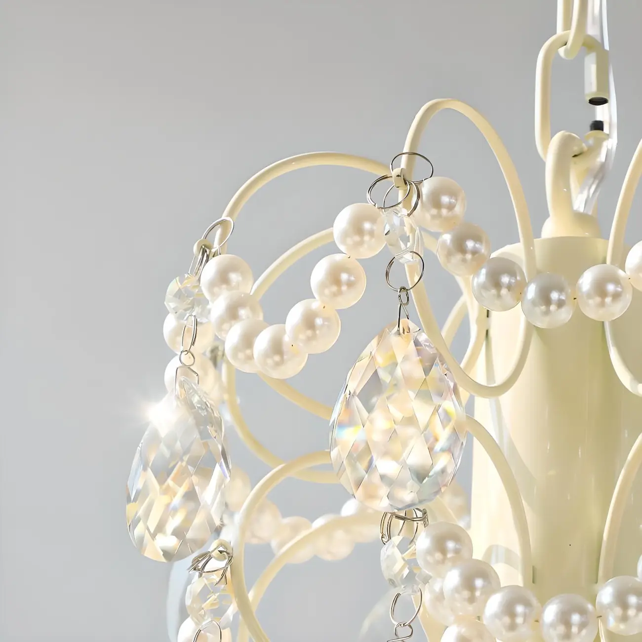 Vintage White Glass Globe Mid-Century Crystal Chandelier Image - 9 | homeyfad