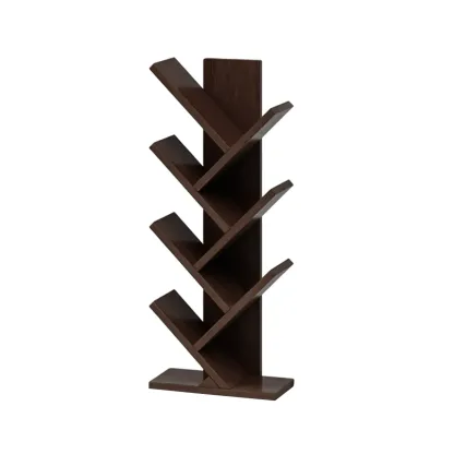 Black Wood Tree-Shaped Vertical Display Bookcase Image - 31