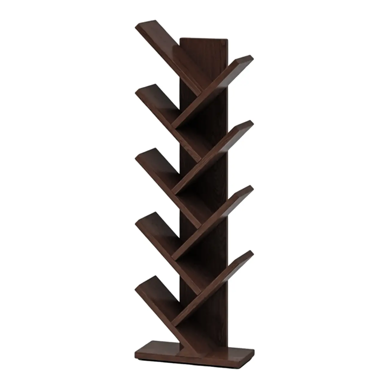 Black Wood Tree-Shaped Vertical Display Bookcase Image - 32 | homeyfad