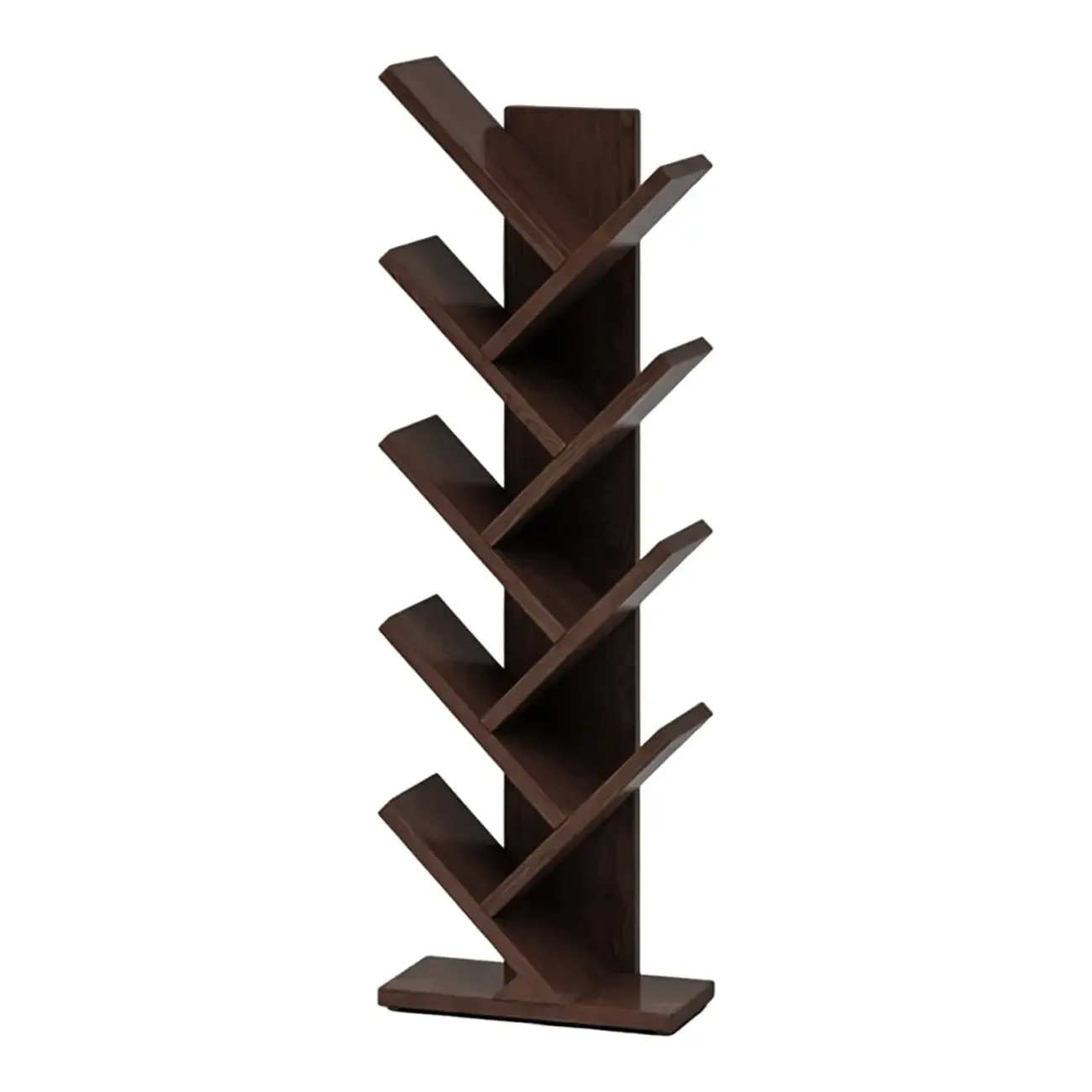 Black Wood Tree-Shaped Vertical Display Bookcase Image - 32