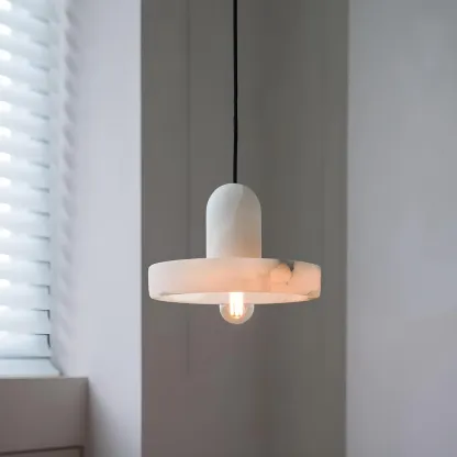 Modern Pendant Chandelier with White Agate Shade Image - 1