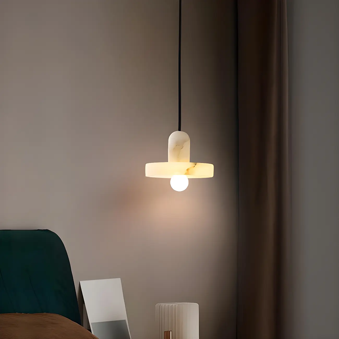 Modern Pendant Chandelier with White Agate Shade Image - 2 | homeyfad