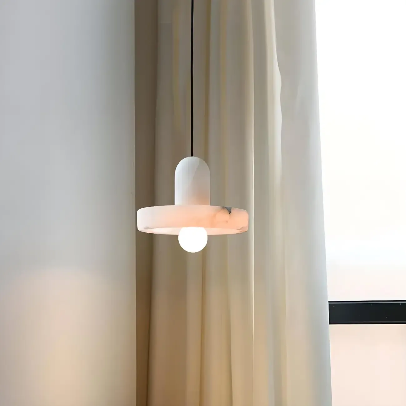 Modern Pendant Chandelier with White Agate Shade Image - 5