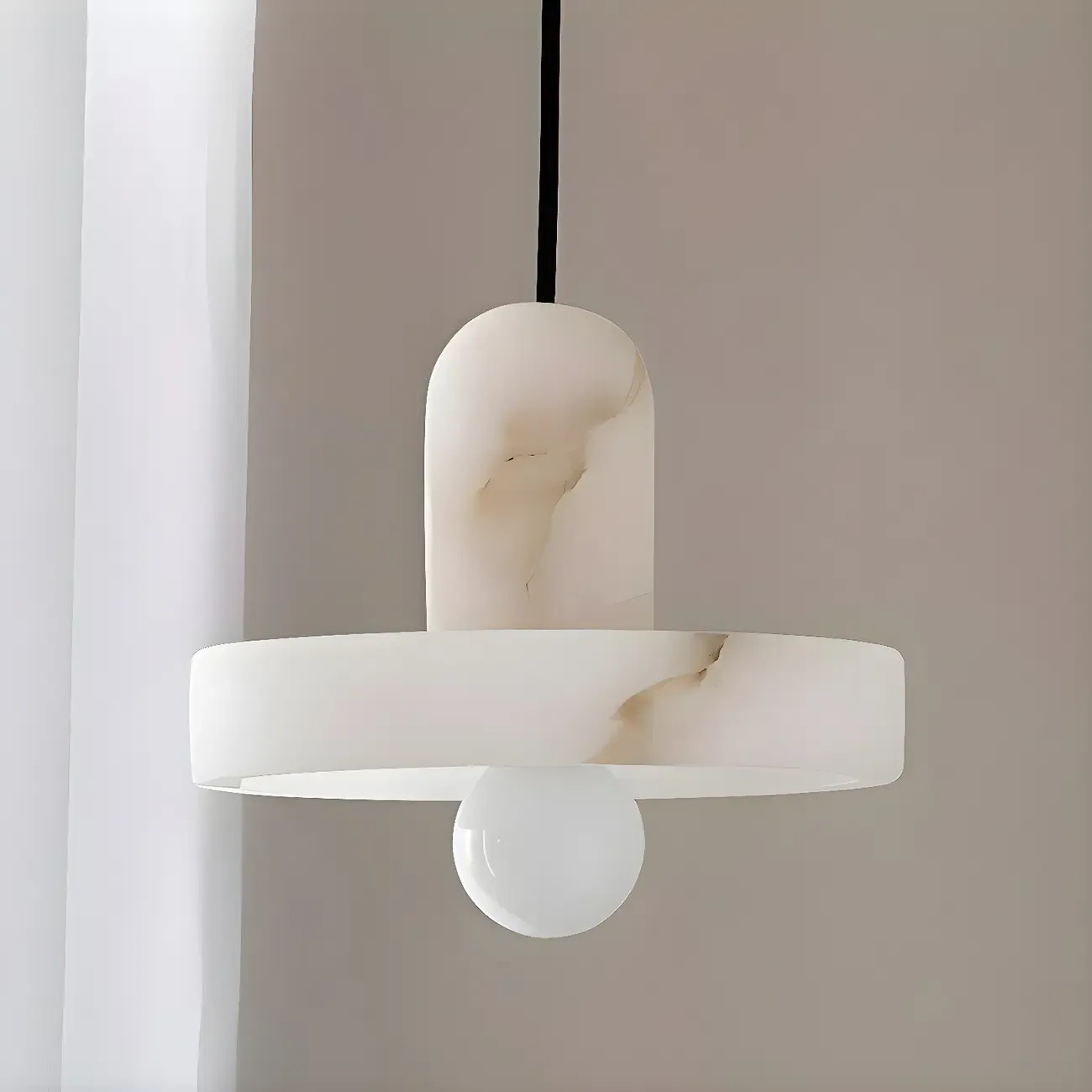 Modern Pendant Chandelier with White Agate Shade Image - 6