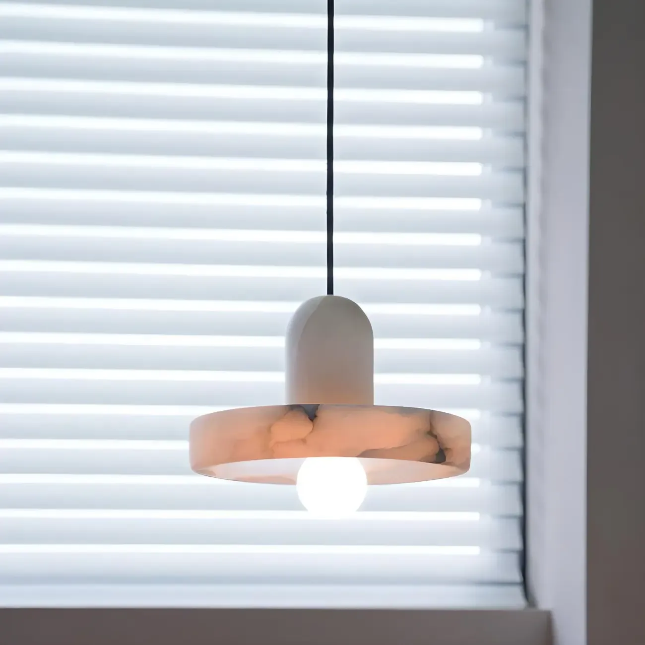 Modern Pendant Chandelier with White Agate Shade Image - 11