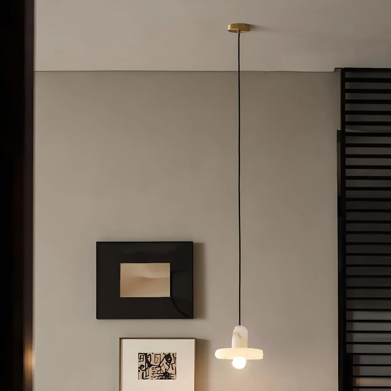 Modern Pendant Chandelier with White Agate Shade Image - 3