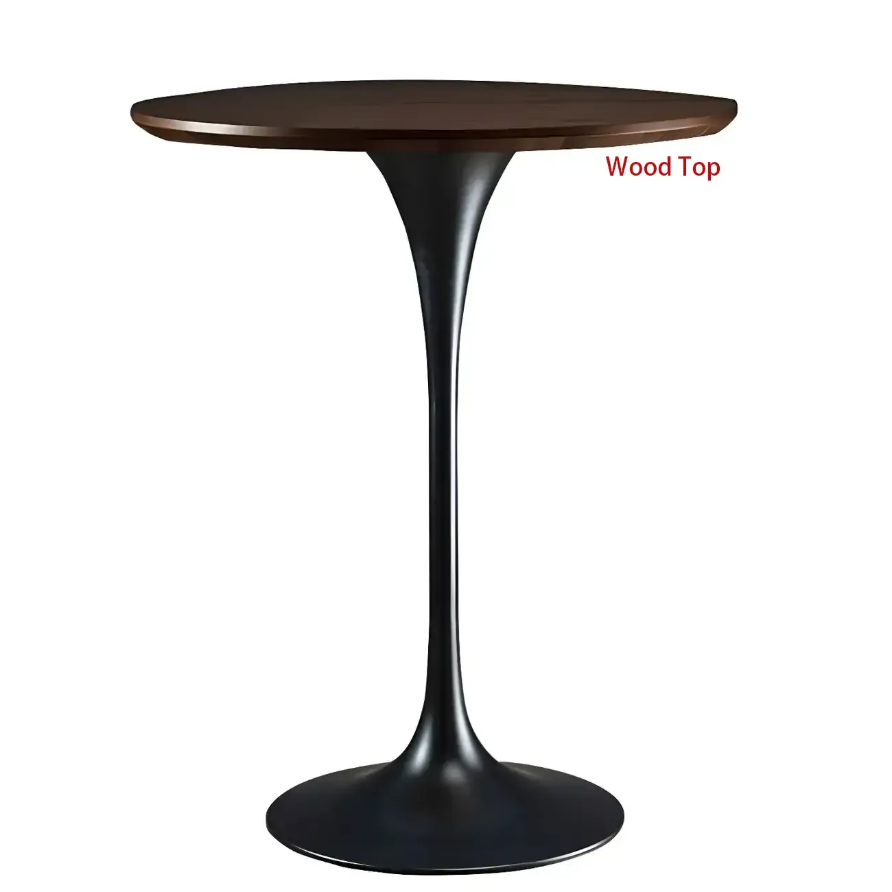 Round Glam Brown Gold Wood Metal Tulip Base Bar Tables Image - 44