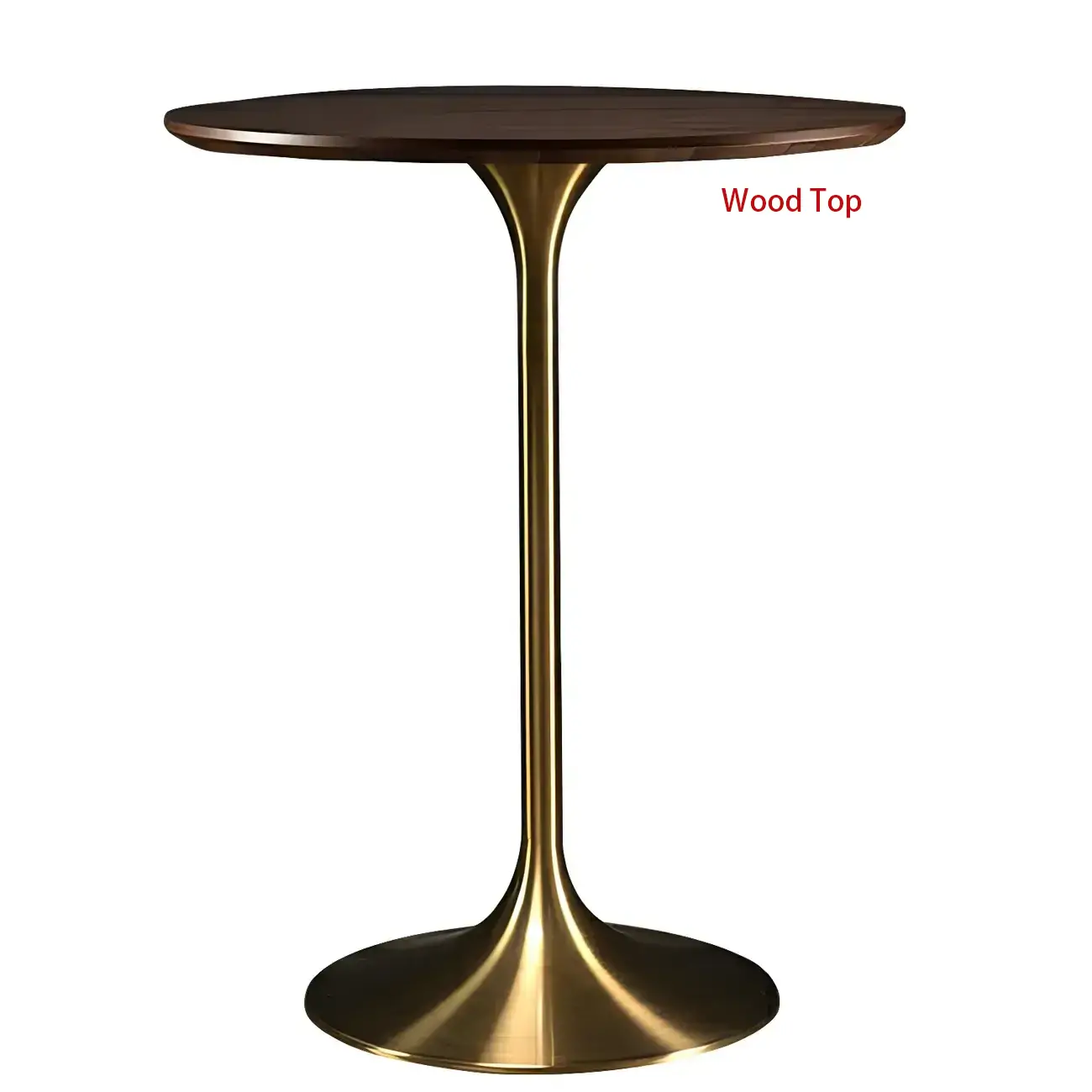 Round Glam Brown Gold Wood Metal Tulip Base Bar Tables Image - 45 | homeyfad