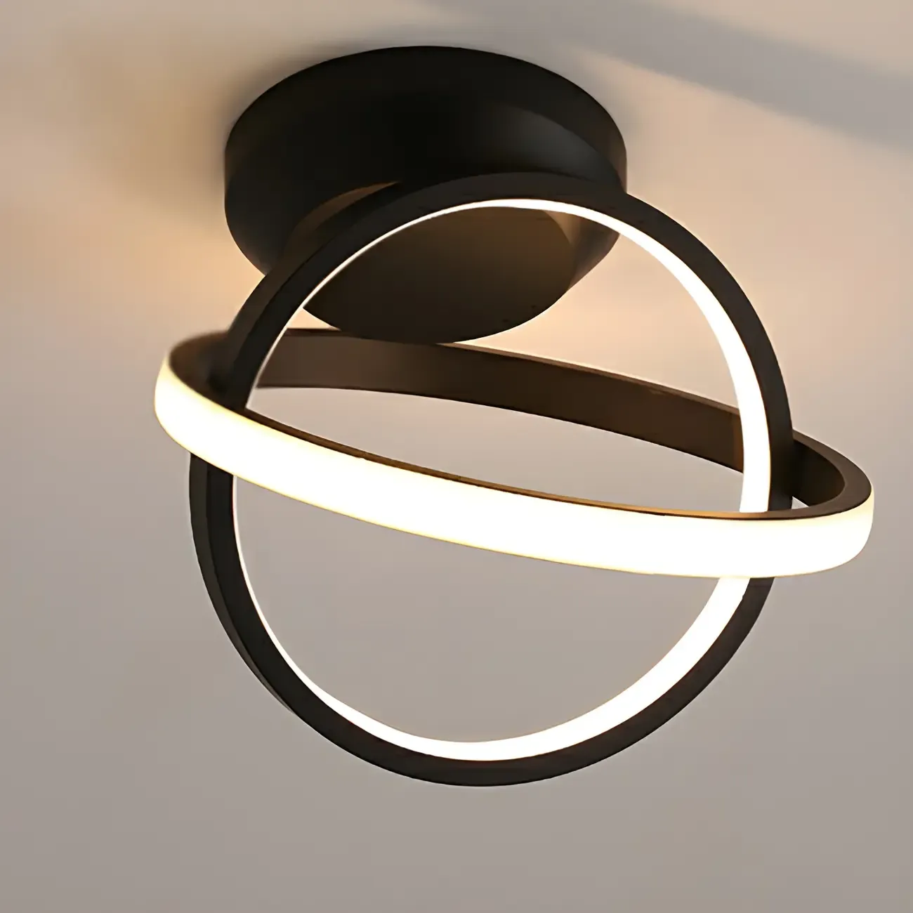 Mini Cross Ring Shape Semi Flush Ceiling Light 3-Gear Dimming Image - 5