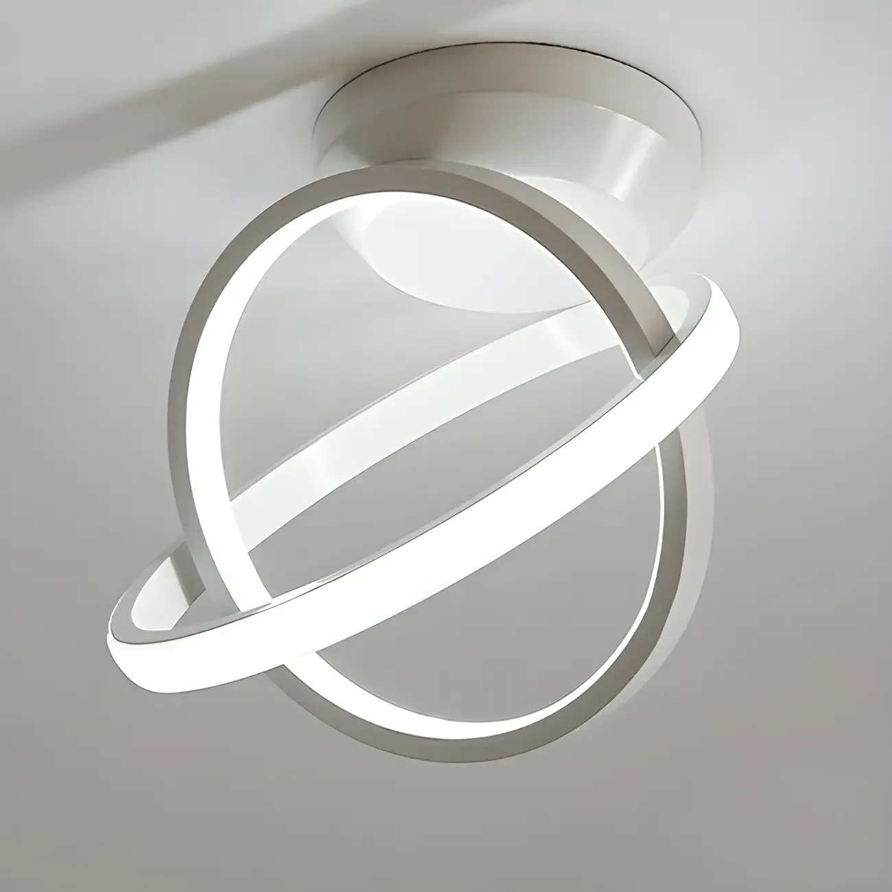 Mini Cross Ring Shape Semi Flush Ceiling Light 3-Gear Dimming Image - 6