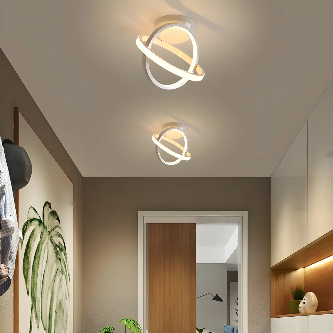 Mini Cross Ring Shape Semi Flush Ceiling Light 3-Gear Dimming Image - 3 | homeyfad