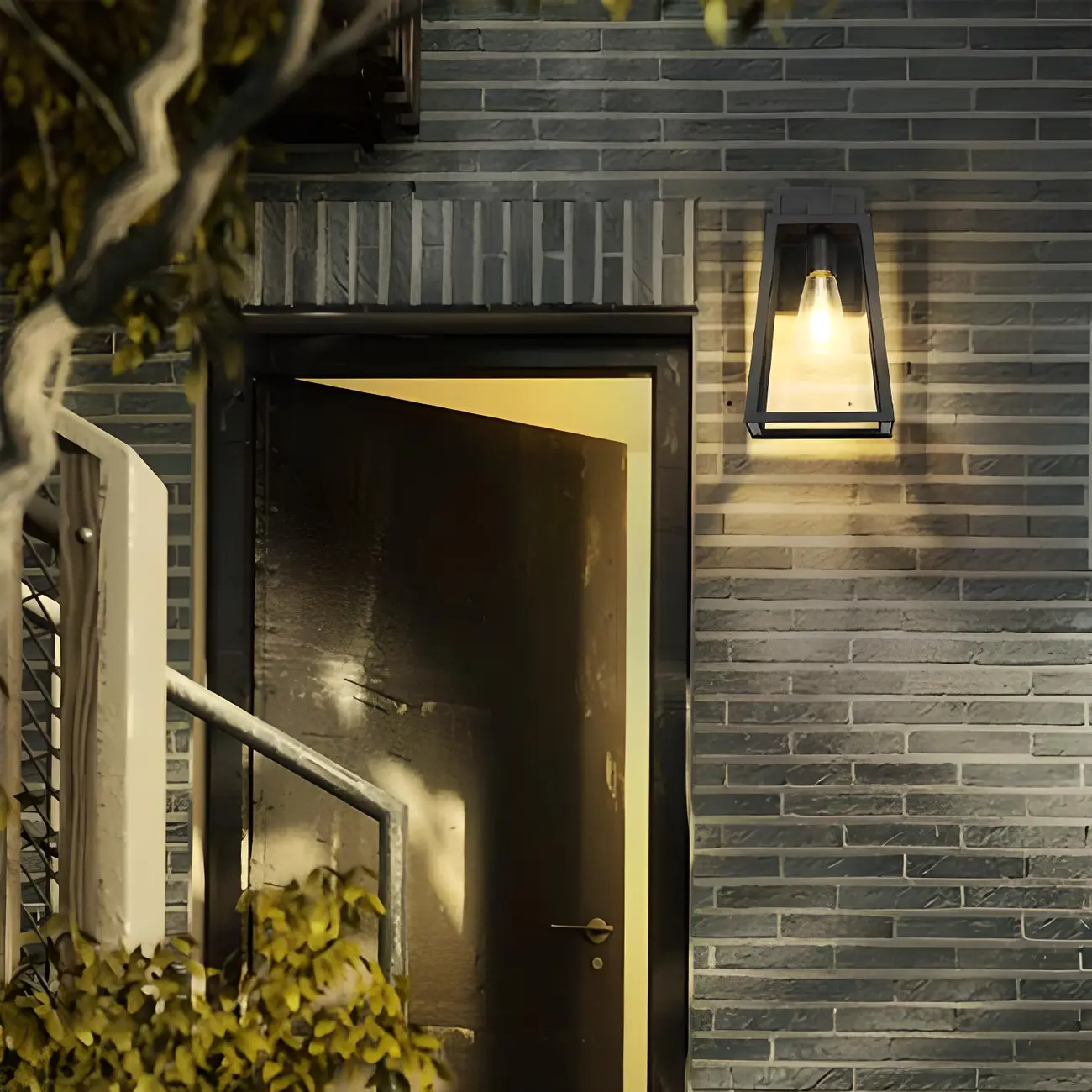 Industrial Black Metal Geometric Wall Sconce Image - 1 | homeyfad