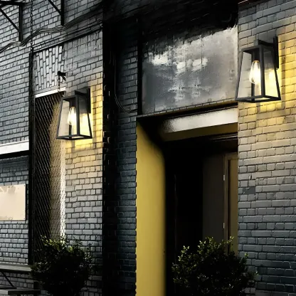 Industrial Black Metal Geometric Wall Sconce Image - 3