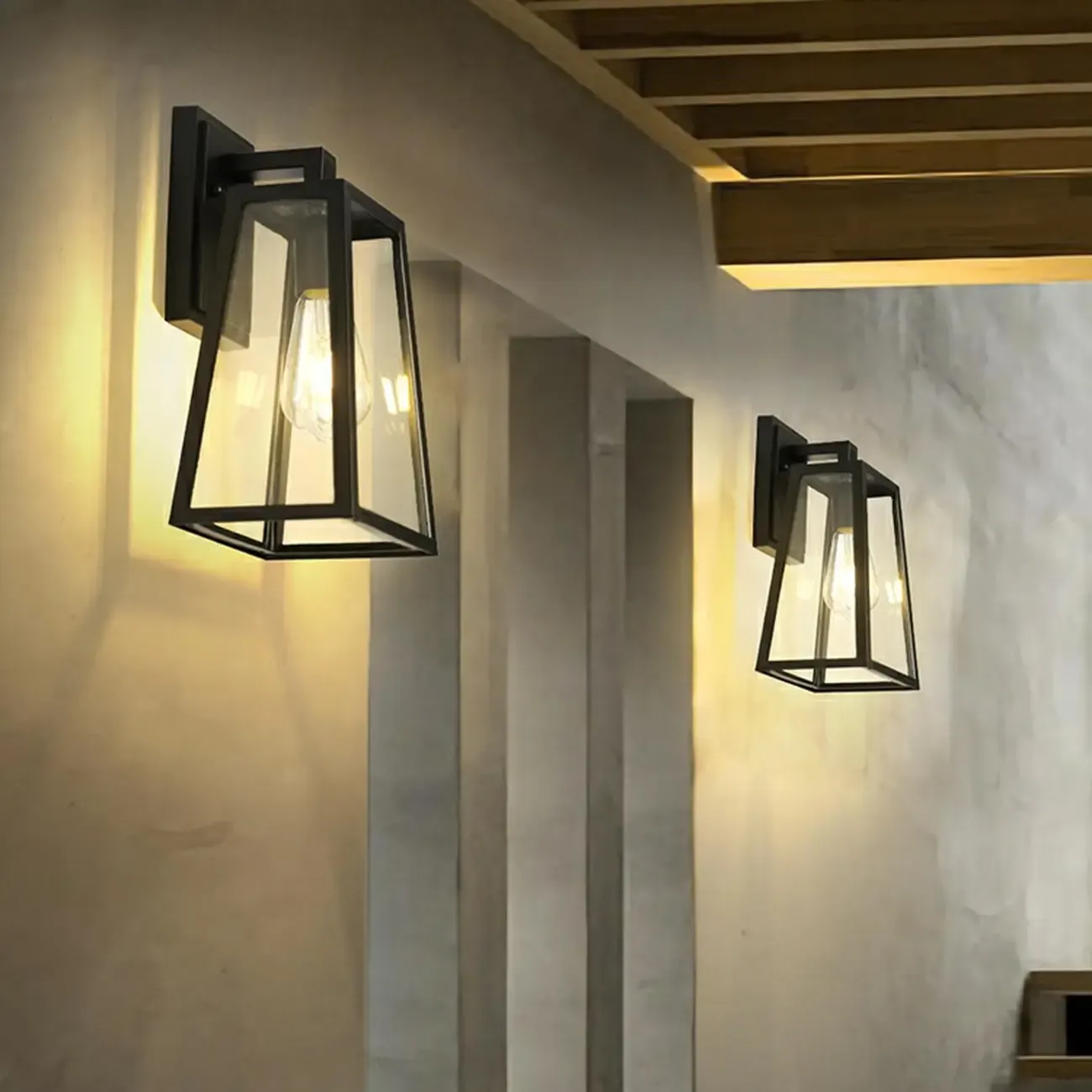 Industrial Black Metal Geometric Wall Sconce Image - 6