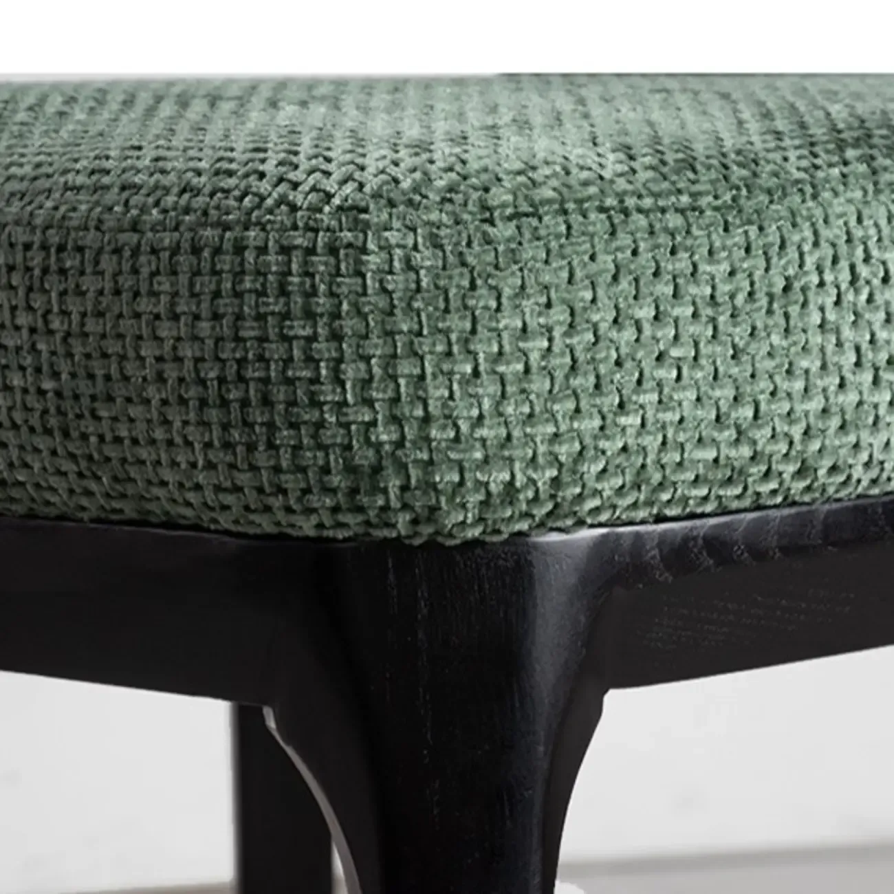 Modern Green Cotton Linen Upholstered Dining Chair Image - 6
