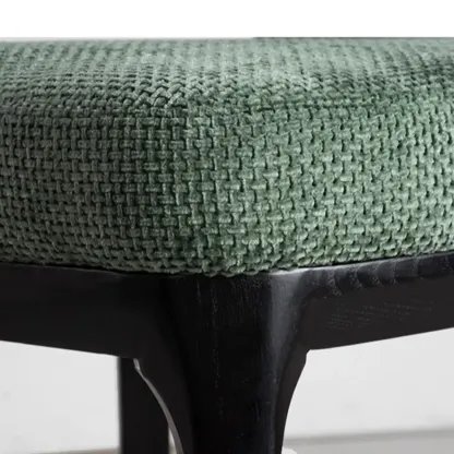 Modern Green Cotton Linen Upholstered Dining Chair Image - 6
