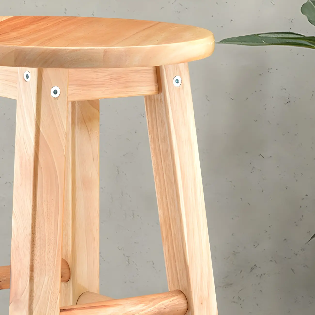 Round Oak Wood Backless Counter Height Bar Stool  Image - 6 | homeyfad