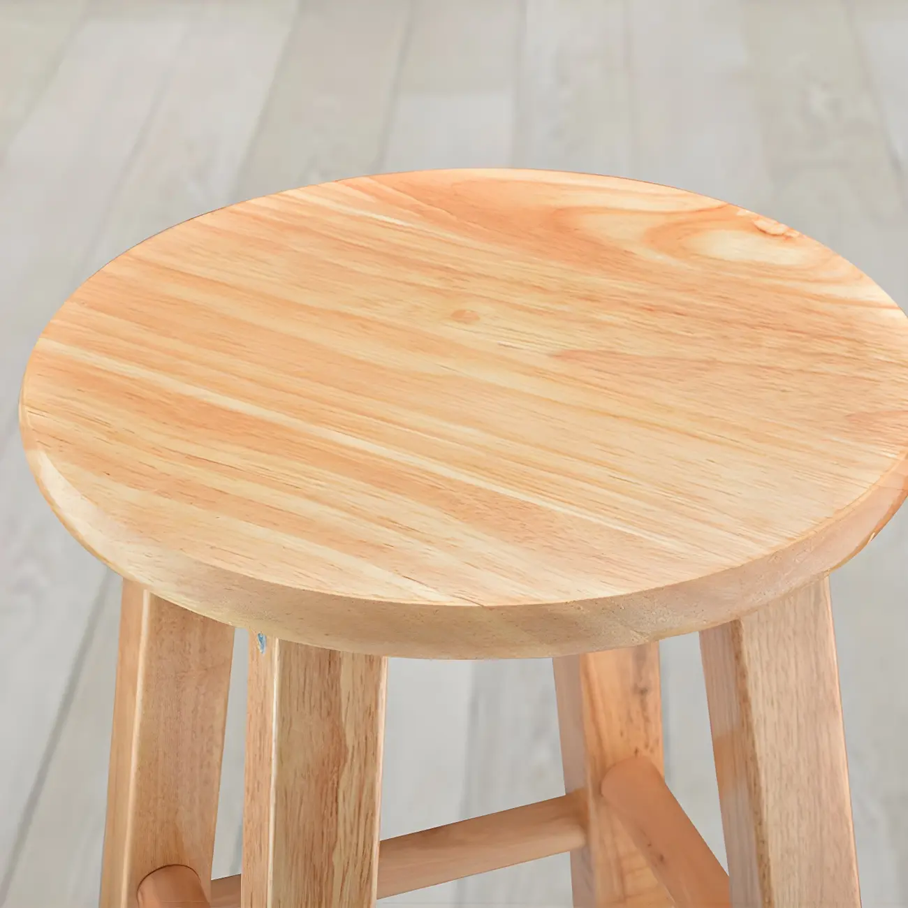 Round Oak Wood Backless Counter Height Bar Stool  Image - 8 | homeyfad