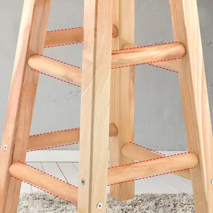 Round Oak Wood Backless Counter Height Bar Stool  Image - 10