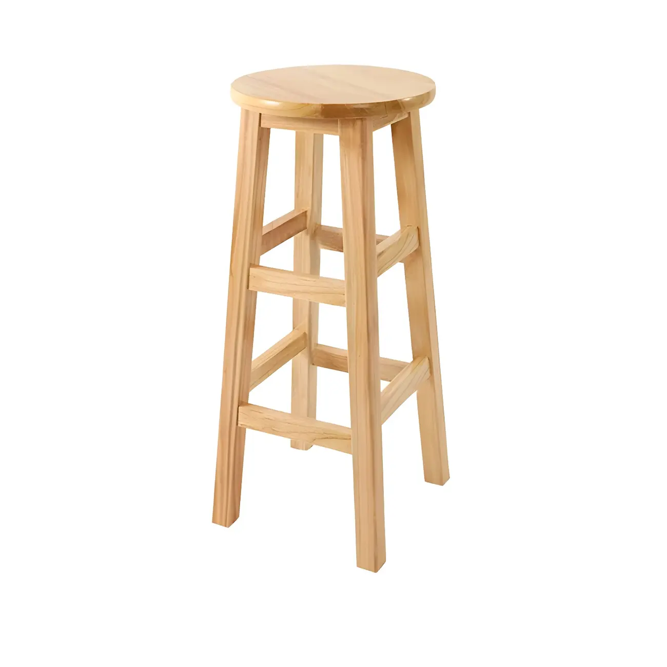 Round Oak Wood Backless Counter Height Bar Stool  Image - 11 | homeyfad